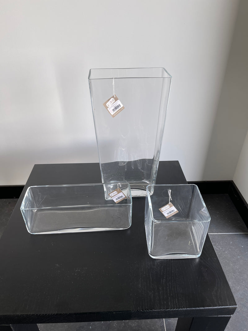 SALE - Glazen vazen set van 3 stuks SIA LET OP! Buitenkansjes enkel af te halen in de showroom