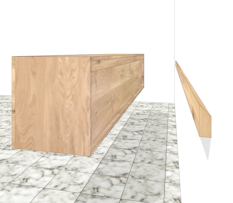BORDEAUX - Hangend tv-meubel op maat - Massief Eikenhout - Schuine deuren