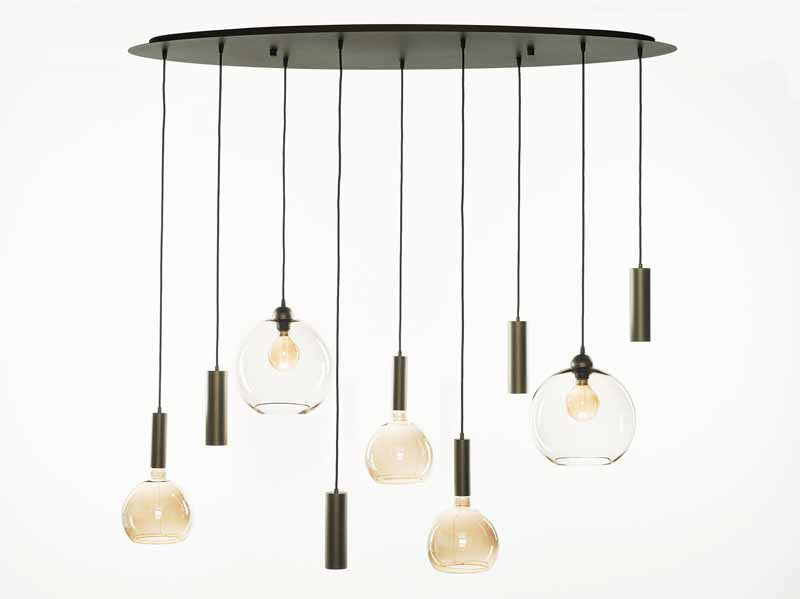 Hanglamp 'Lisboa' - Ovale Hanglamp - Bronskleurig Glas 'Bronzo'