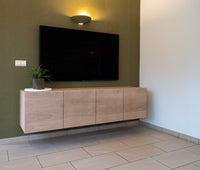 Zwevend Hangdressoir 'Bordeaux' - Rechte deuren - Massief Eikenhout