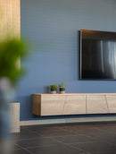 BORDEAUX - Hangend tv-meubel op maat - Massief Eikenhout - Schuine deuren