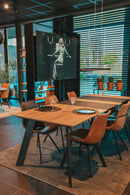 DUBLIN - Eettafel met facetkant - Schuine hoekpoten uit staal