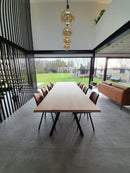 OSLO - Eiken Boomstamtafel - A-poten uit staal