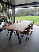 OSLO - Eiken Boomstamtafel - A-poten uit staal