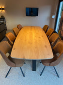 BARI - Tonvormige eetafel - Centraal L-onderstel uit staal