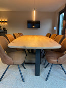 BARI - Tonvormige eetafel - Centraal L-onderstel uit staal