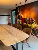 BARI - Tonvormige eetafel - Centraal L-onderstel uit staal