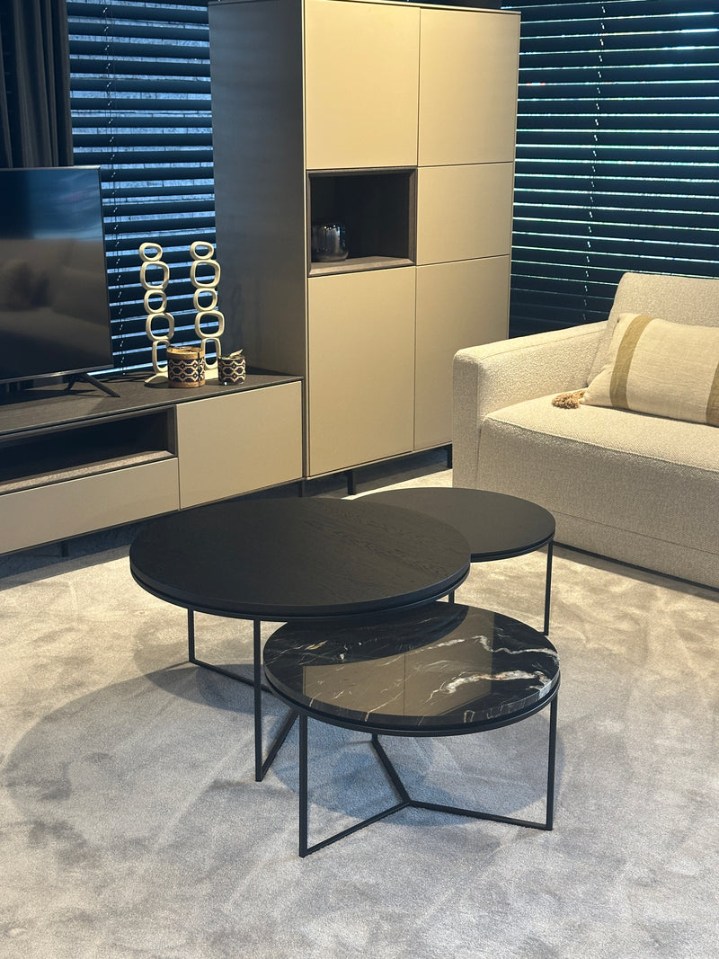 Salontafelset ‘trio nero’ – Hout, marmer & staal - Set van 3 tafels