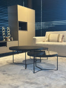 Salontafelset ‘trio nero’ – Hout, marmer & staal - Set van 3 tafels