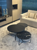Salontafelset ‘trio nero’ – Hout, marmer & staal - Set van 3 tafels