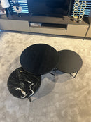 Salontafelset ‘trio nero’ – Hout, marmer & staal - Set van 3 tafels