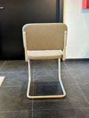 SALE - Eetkamerstoelen 'Mulan' (SET VAN 4) - Beige stof, crème frame
