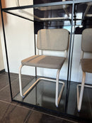 SALE - Eetkamerstoelen 'Mulan' (SET VAN 4) - Beige stof, crème frame