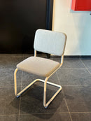 SALE - Eetkamerstoelen 'Mulan' (SET VAN 4) - Beige stof, crème frame