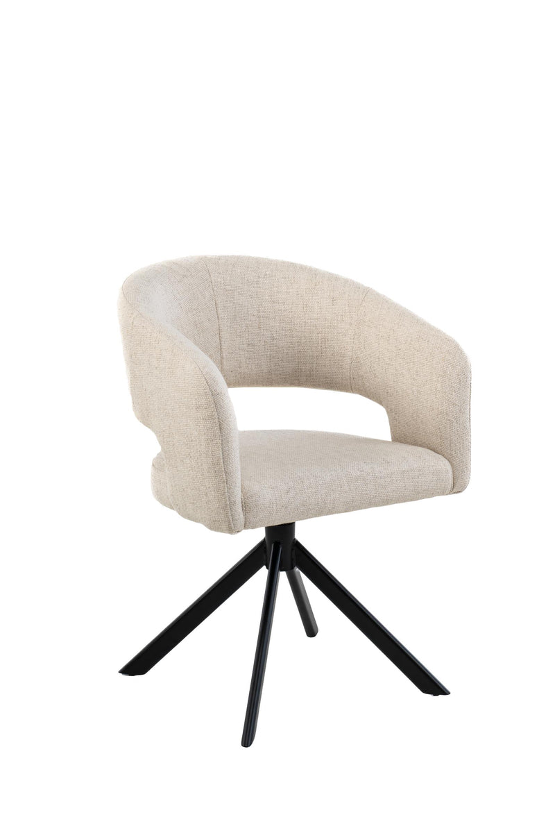 Armstoel Tokyo - Tyler cream 11 - Venus draaionderstel - Zwart