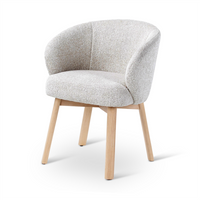BOLLY - Armstoel - Beige - Houten poten eik naturel