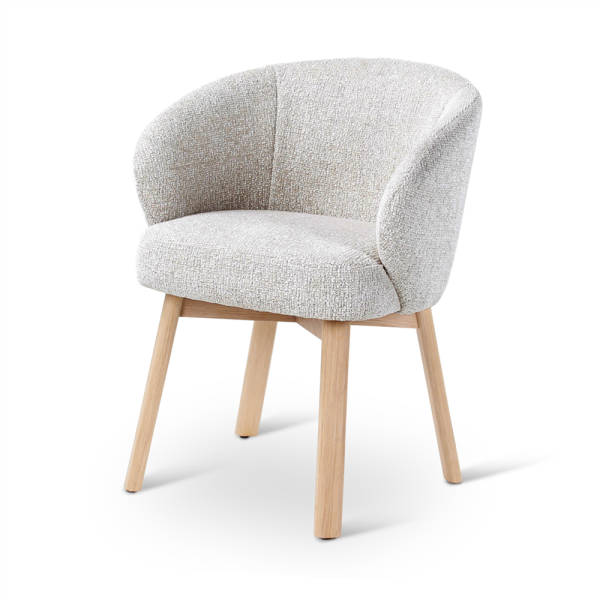 BOLLY - Armstoel - Beige - Houten poten eik naturel