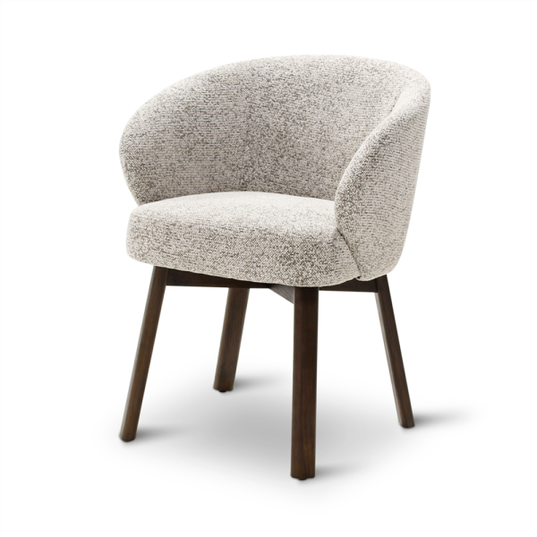 BOLLY - Armstoel - Coconut - Houten poten 'dark brown'