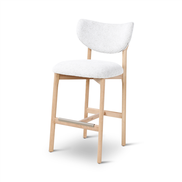 Counterstoel 'Blake' - Ivory - Houten poten - Eik naturel