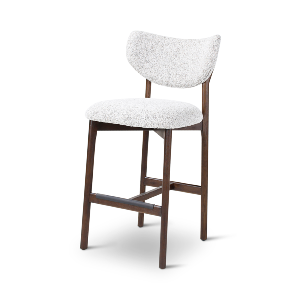 Counterstoel 'Blake' - Stone - Houten poten - Eik dark brown