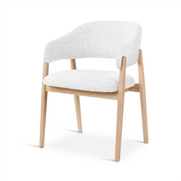 CONOR - Armstoel - Ivory - Houten poten eik naturel