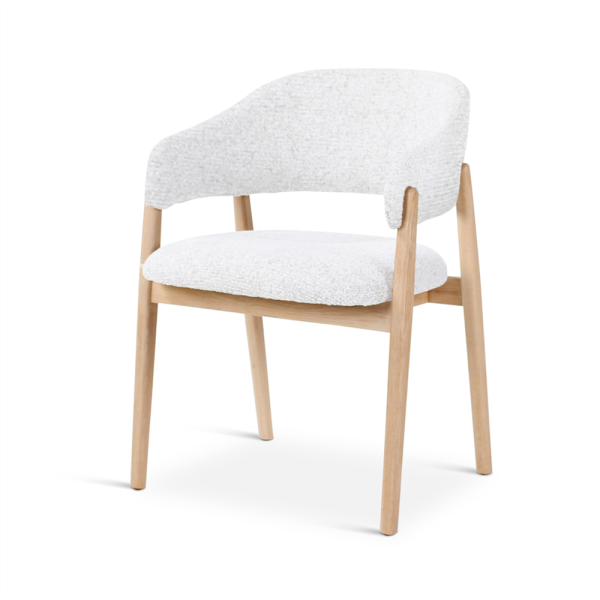 CONOR - Armstoel - Ivory - Houten poten eik naturel