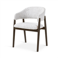 CONOR - Armstoel - Stone - Houten poten eik dark brown