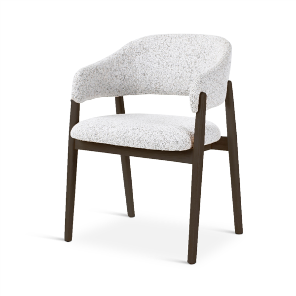 CONOR - Armstoel - Stone - Houten poten eik dark brown