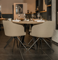 Ronde tafel 'Madrid' - Centraal trapezium onderstel uit staal