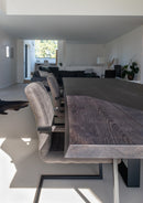 OSLO - Eiken Boomstamtafel - Centraal L-onderstel uit staal