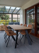 DUBLIN - Eettafel met facetkant - Schuine hoekpoten uit staal