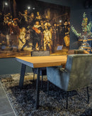 OSLO - Eiken Boomstamtafel - Schuine hoekpoten uit staal