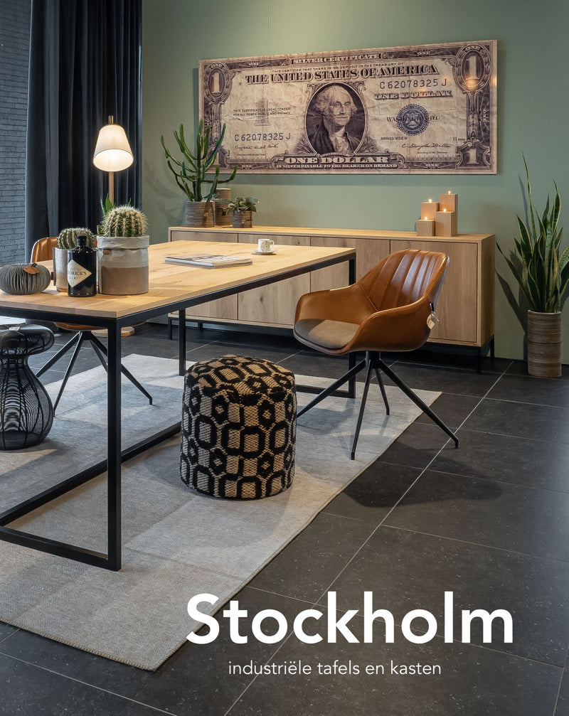 STOCKHOLM - Stocktafel - Open structuur met dwarsprofiel - Zwart staal