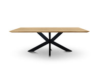 Rechte eettafel 'Dublin' - Eettafel met facetkant - Centraal kruisonderstel uit staal