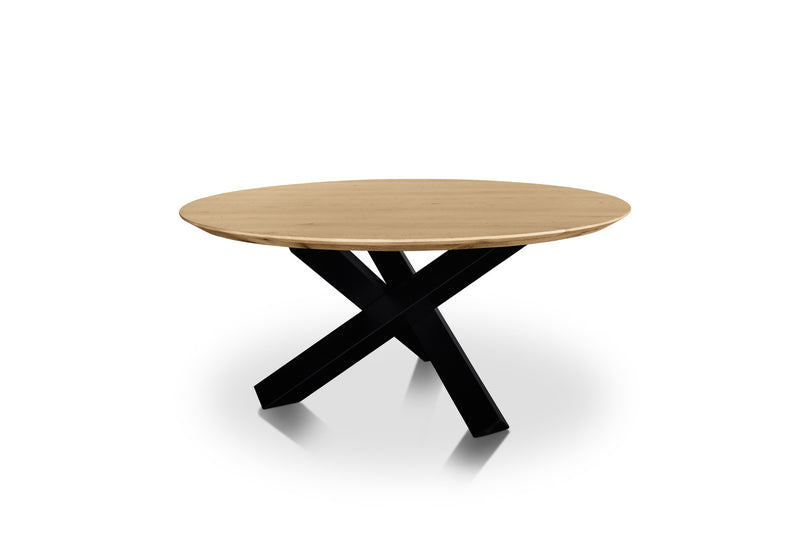 MADRID - Ronde tafel - 3-balk houten onderstel