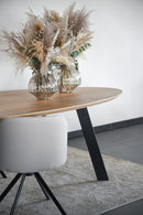 FLORENCE - Ellipsvormige tafel - Schuine hoekpoten uit staal