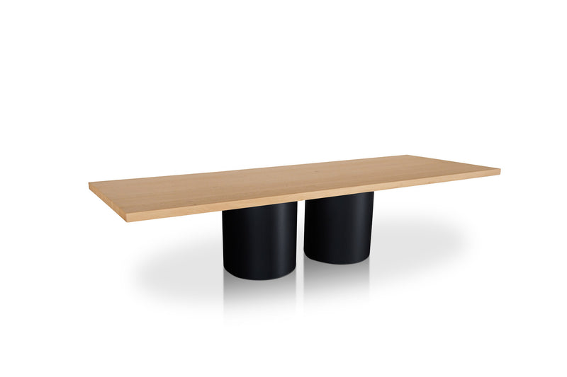 HELSINKI - Rechthoekige Eettafel ronde houten ton