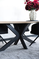 DUBLIN - Eettafel met facetkant - Centraal kruisonderstel uit staal