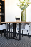 DUBLIN - Eettafel met facetkant - Centraal L-onderstel uit staal