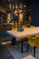 OSLO - Eiken Boomstamtafel - A-poten uit staal