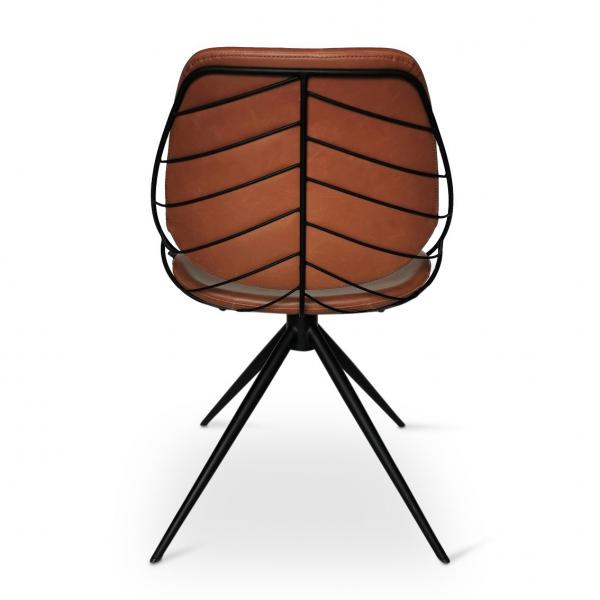 RAFAEL - Roterende stoel - PU cognac - Metalen poot zwart