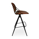 RAFAEL - Roterende barstoel - PU cognac - Metalen poot zwart