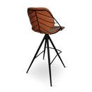 RAFAEL - Roterende barstoel - PU cognac - Metalen poot zwart