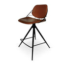 RAFAEL - Roterende counterstoel - PU cognac - Metalen poot zwart
