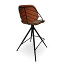 RAFAEL - Roterende counterstoel - PU cognac - Metalen poot zwart
