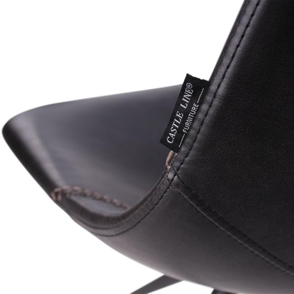 OMAR - Roterende stoel - PU zwart - Metalen poot zwart