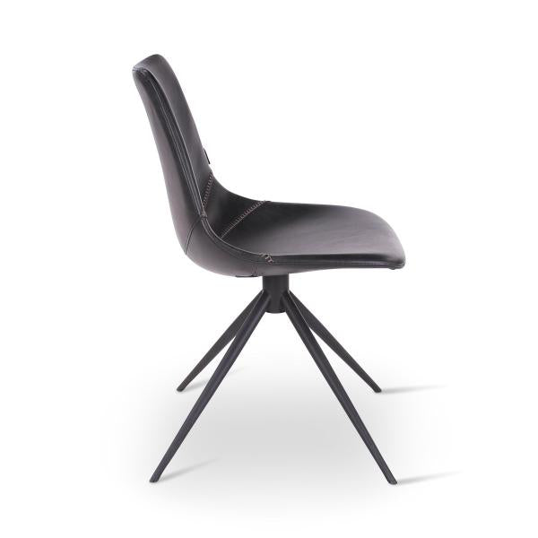 OMAR - Roterende stoel - PU zwart - Metalen poot zwart
