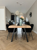 OSLO - Eiken Boomstamtafel - A-poten uit staal