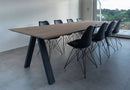 DUBLIN - Eettafel met facetkant - Omgekeerde V-poten uit staal