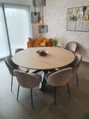 MADRID - Ronde tafel - 3-balk houten onderstel